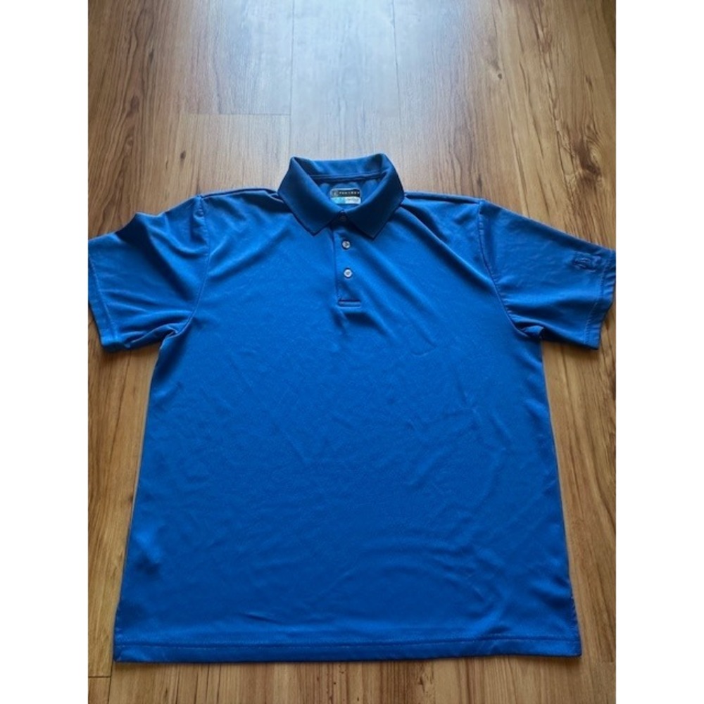 PGA‎ Tour Airflux Men's Polo Shirt Blue Short Sleeve Performance Golf Shirt